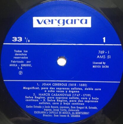 Vergara 769-TL - Escolania & Capella De Música Montserrat, Irene - Image 3