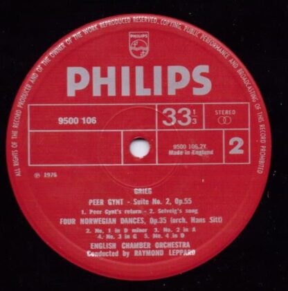 Philips 9500 106 - Edvard Grieg, English Chamber Orchestra, Raym - Image 4