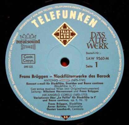 Telefunken SAW 9560-M - Frans Brüggen - Blockflötenwerke Des Bar - Image 3