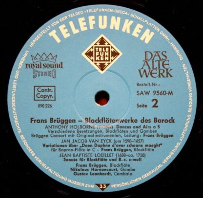 Telefunken SAW 9560-M - Frans Brüggen - Blockflötenwerke Des Bar - Image 4