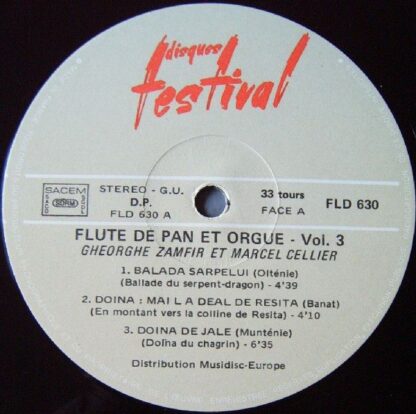 Disques Festival FLD 630 - Gheorghe Zamfir, Marcel Cellier - Imp - Image 5