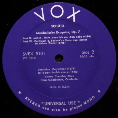 VOX (6) SVBX 5101 - Heinrich Schütz, Schwäbischer Singkreis And - Image 4