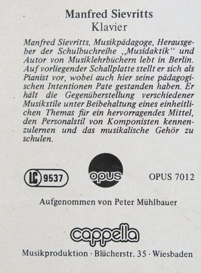 Opus (6) OPUS 7012 - Manfred Sievritts - Variationes Humoris Cau - Image 5
