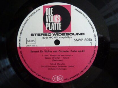 Die Volksplatte SMVP 8050 - Ludwig van Beethoven, Yehudi Menuhin - Image 2