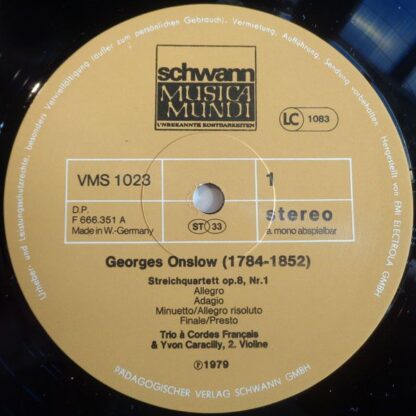 Schwann Musica Mundi VMS 1023 - George Onslow, Le Trio À Cordes - Image 3