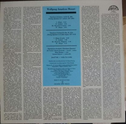 Supraphon 1111 3159 - Wolfgang Amadeus Mozart, Josef Suk, Smetan - Image 2