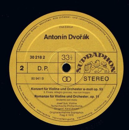 Supraphon 30 218 2 - Antonín Dvořák, Josef Suk, The Czech Philha - Image 4