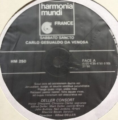 Harmonia Mundi HMA 250 - Carlo Gesualdo, Deller Consort, Alfred - Image 2