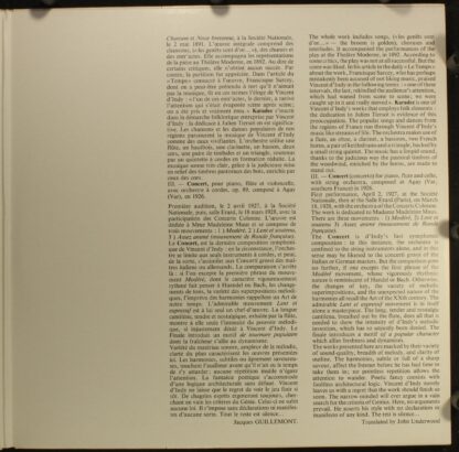 Erato STU 71423 - Vincent d'Indy,Orchestre De Chambre Jean-Franç - Image 3