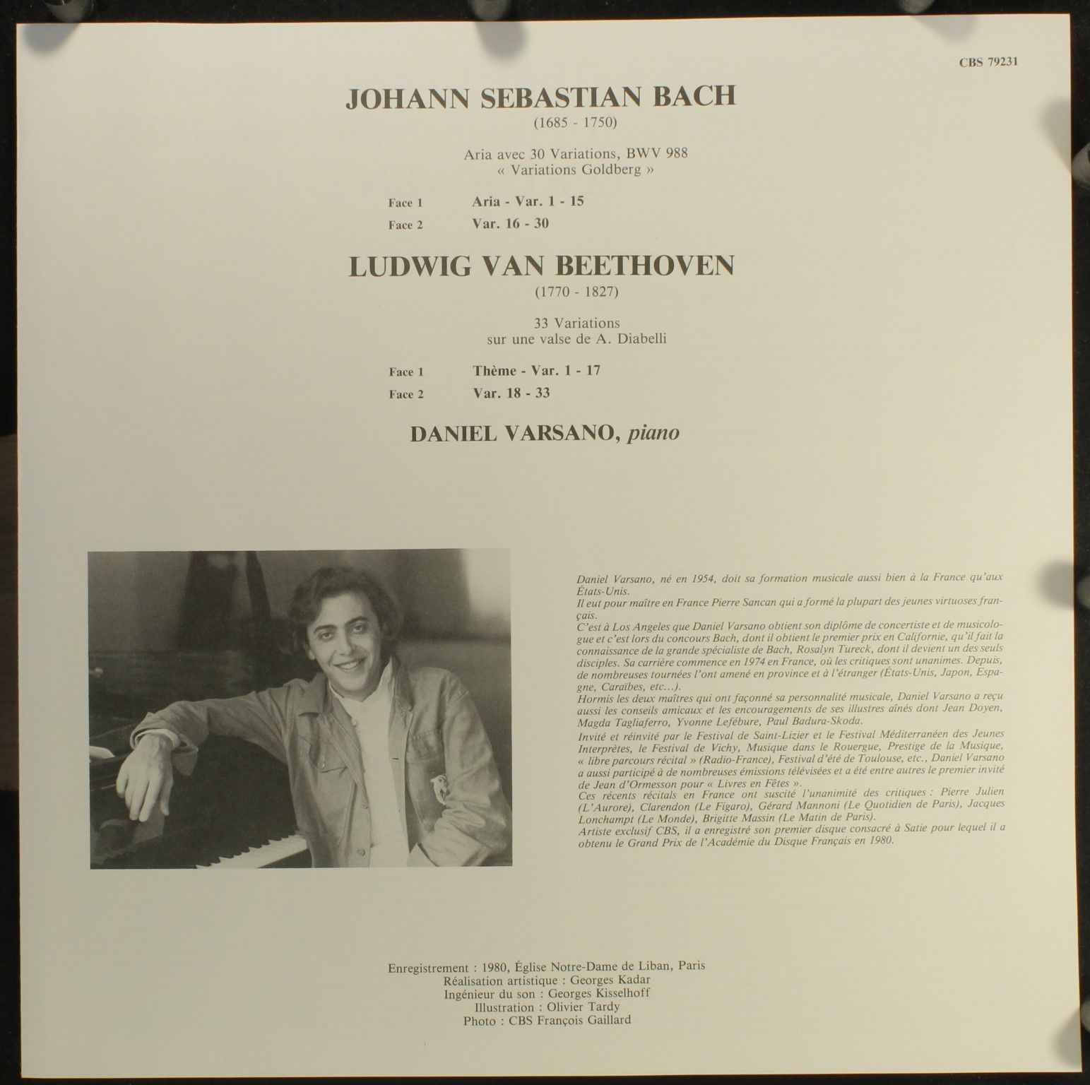 CBS France 79231 - Daniel Varsano, Johann Sebastian Bach, Ludwig - Image 2