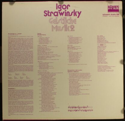 Schwann AMS Studio schwann studio 606 - Igor Stravinsky - Geistl - Image 2