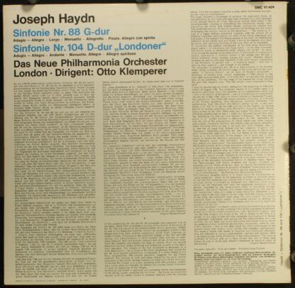 Columbia SMC 91 409 - Joseph Haydn, Otto Klemperer, New Philharm - Image 2