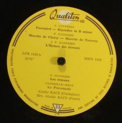 Qualiton LPX 1142 - Rácz Aladár, Aladárné Rácz - Cymbalo Recital - Image 4