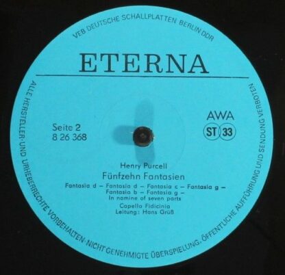 Eterna 8 26 368 - Henry Purcell, Capella Fidicinia, Hans Grüß - - Image 4