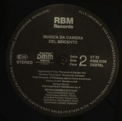 RBM Records RBM 3109 - Sephira Ensemble Stuttgart - Musica Da Ca - Image 4