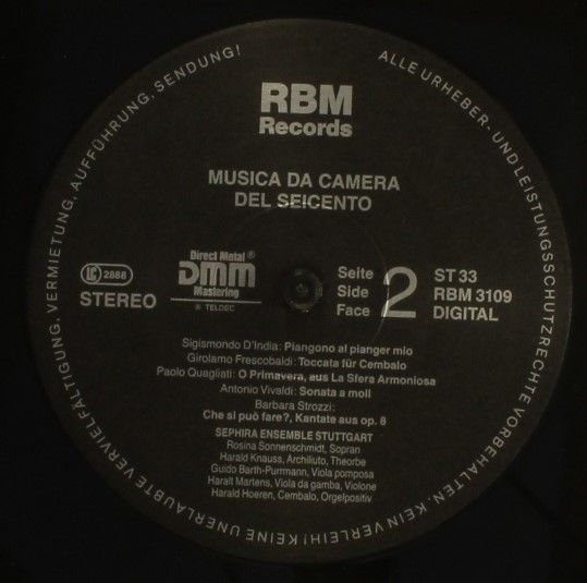 RBM Records RBM 3109 - Sephira Ensemble Stuttgart - Musica Da Ca - Image 5