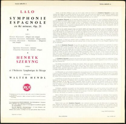 RCA 640.676 A - Édouard Lalo, Henryk Szeryng, Chicago Symphony O - Image 2