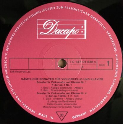 Dacapo 1C 147-01 538/39 M - Ludwig van Beethoven, Pablo Casals, - Image 5