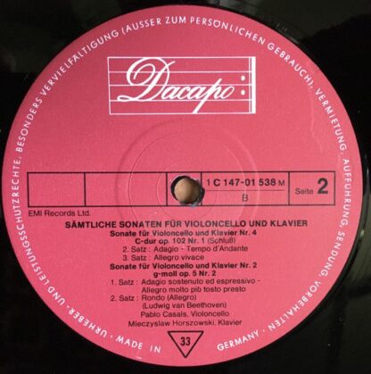 Dacapo 1C 147-01 538/39 M - Ludwig van Beethoven, Pablo Casals, - Image 6