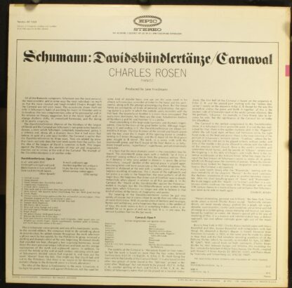 Epic BC 1269 - Charles Rosen - Schumann: Davidsbündlertänze / Ca - Image 2