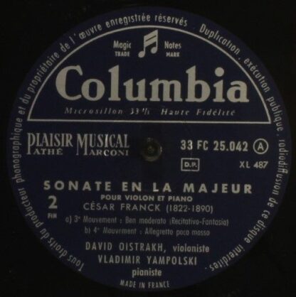 Columbia FC 25.042 - César Franck, David Oistrach, Vladimir Yamp - Image 3