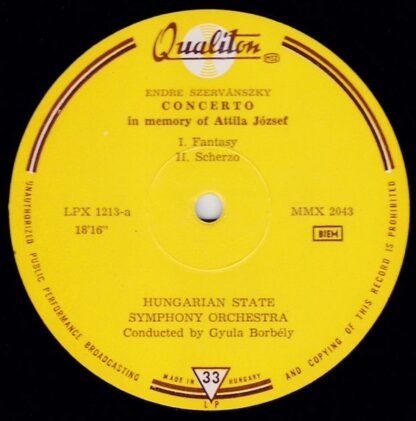 Qualiton LPX 1213 - Endre Szervánszky, Hungarian State Orchestra - Image 3