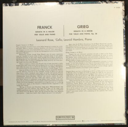 Columbia Special Products P 14164 - César Franck, Edvard Grieg, - Image 2