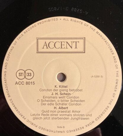 ACCENT ACC 8015 - René Jacobs, Konrad Junghänel, Heinrich Albert - Image 5