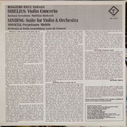 Turnabout QTV 34722 - Jean Sibelius, Christian Sinding, Ottokar - Image 2
