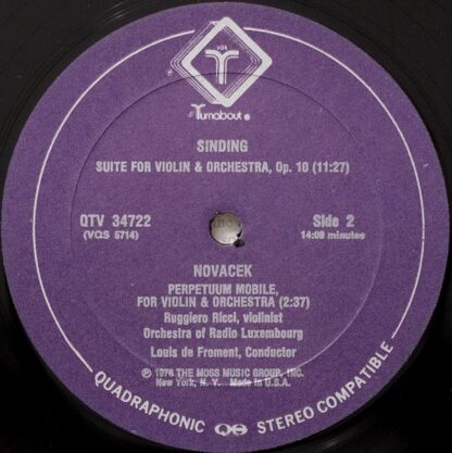 Turnabout QTV 34722 - Jean Sibelius, Christian Sinding, Ottokar - Image 4