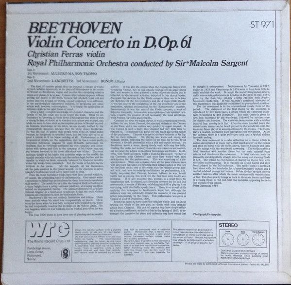 EMI ST 971 - Ludwig van Beethoven, Christian Ferras, Royal Philh - Image 2
