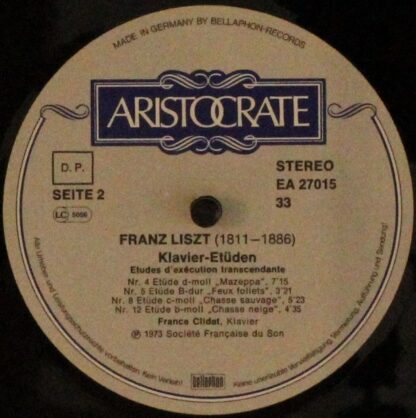 Bellaphon EA 27 015 - Franz Liszt, France Clidat - Klavier-Etüde - Image 4