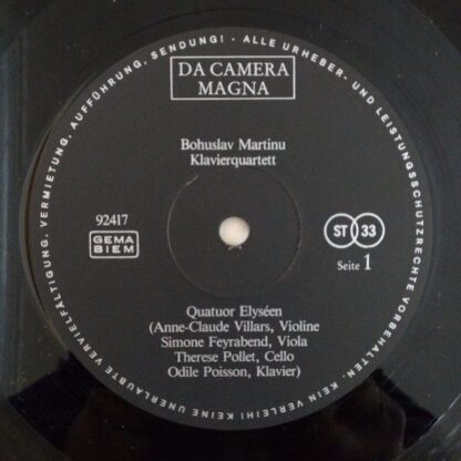 Da Camera Magna sm 92417 - Bohuslav Martinů, Quatuor Elyséen, Ph - Image 3