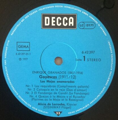 DECCA 6.42397 - Enrique Granados, Alicia De Larrocha - Goyescas - Image 3