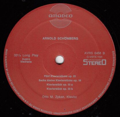 Amadeo AVRS 6458 St - Arnold Schoenberg, Otto M. Zykan - Klavier - Image 4