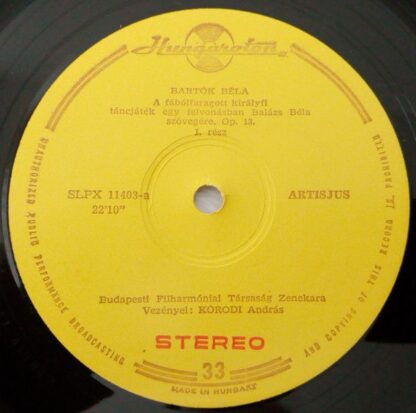 Hungaroton SLPX 11403 - Béla Bartók, The Budapest Philharmonic O - Image 2