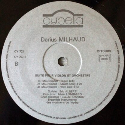 Cybelia CY 703 - Darius Milhaud - Concerto Pour Clarinette Et Or - Image 3