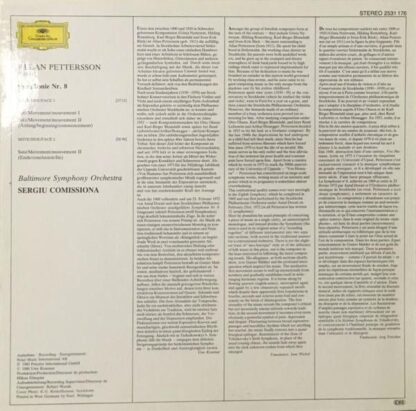 Deutsche Grammophon 2531 176 - Allan Pettersson, Baltimore Symph - Image 2