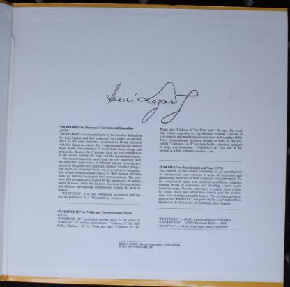 Candide CE 31072 - Henri Lazarof - Textures/Cadence III/Partita - Image 3