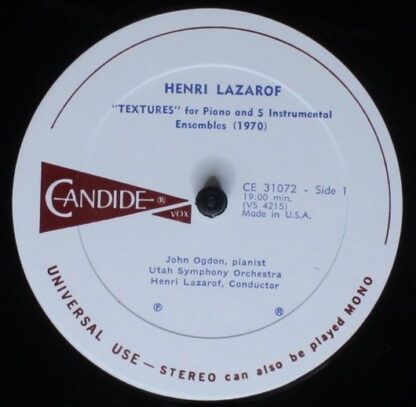 Candide CE 31072 - Henri Lazarof - Textures/Cadence III/Partita - Image 5