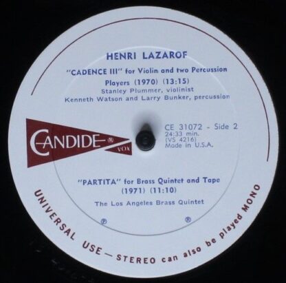 Candide CE 31072 - Henri Lazarof - Textures/Cadence III/Partita - Image 6