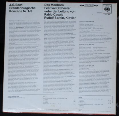 CBS S 72396 - Johann Sebastian Bach, Pablo Casals, Marlboro Fest - Image 2