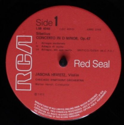 RCA Red Seal LSB 4048 - Jascha Heifetz, Jean Sibelius, Sergei Pr - Image 3