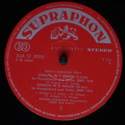Supraphon SUA ST 50550 - Johann Sebastian Bach, Zuzana Růžičková - Image 6