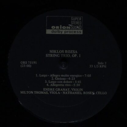 Orion ORS 75191 - Miklós Rózsa, Leonard Pennario - Piano Quintet - Image 4
