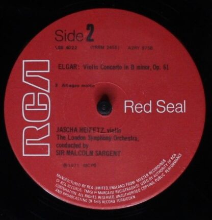 RCA Red Seal LSB 4022 - Sir Edward Elgar, Jascha Heifetz, London - Image 4