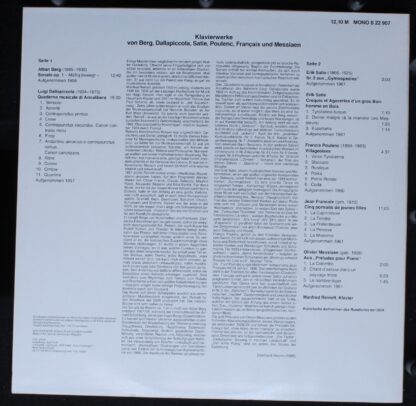 Eterna 8 22 907 - Manfred Reinelt, Alban Berg, Luigi Dallapiccol - Image 2