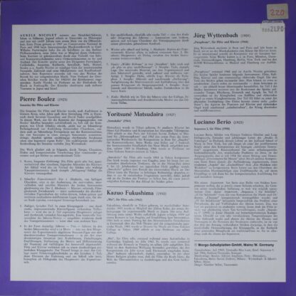 WERGO WER 60 052 - Aurèle Nicolet, Pierre Boulez, Yoritsune Mats - Image 2