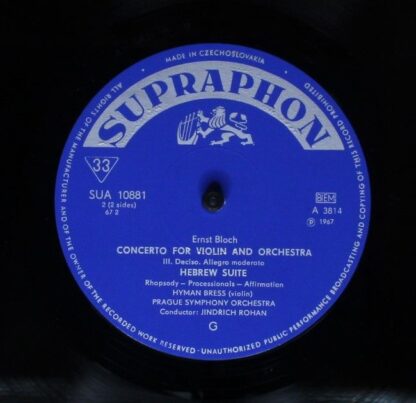 Supraphon SUA 50881 - Ernest Bloch, Hyman Bress, The Prague Symp - Image 3