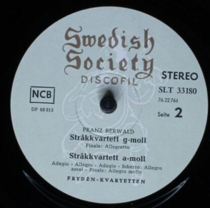 Swedish Society Discofil SLT 33180 - Frydénkvartetten, Franz Ber - Image 4
